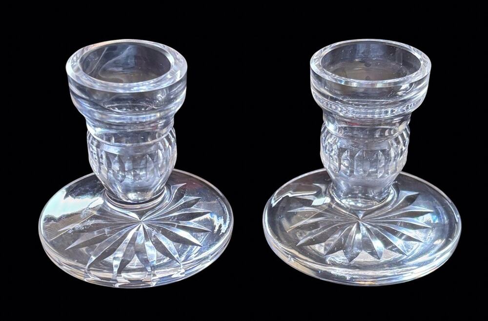 Waterford blarney Candlesticks Set of 2 Elegant Vintage Crystal Signed